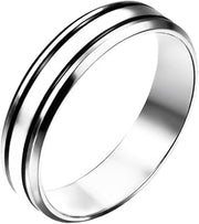 Womens 5mm Channel Set Double Lines Stainless Steel Matte Finish Ring Wedding Engagement Silver Band