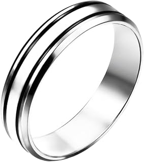 Womens 5mm Channel Set Double Lines Stainless Steel Matte Finish Ring Wedding Engagement Silver Band