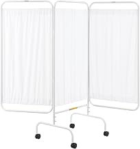 Global Industrial Mobile 3-Panel Privacy Screen, Vinyl Panels, 79.5"W x 68"H, White
