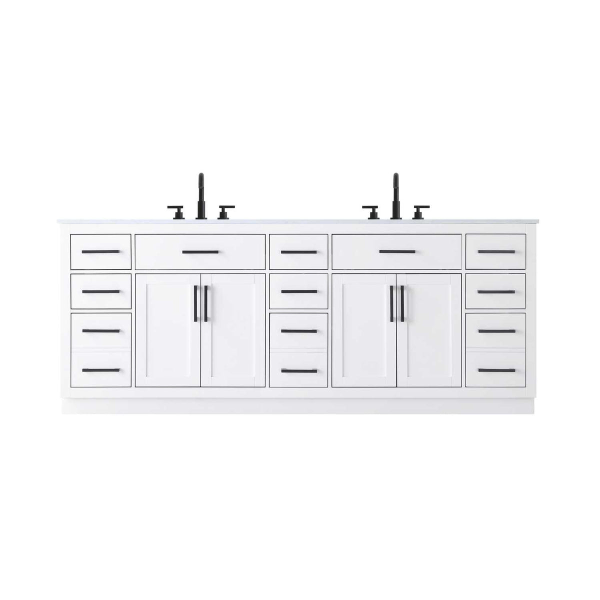 Elegant Kitchen and Bath Alden 84" Double Bathroom Vanity in White by Elegant Lighting – 84" W x 35" H x 22" D, Wood, White, Model VF29784DWH