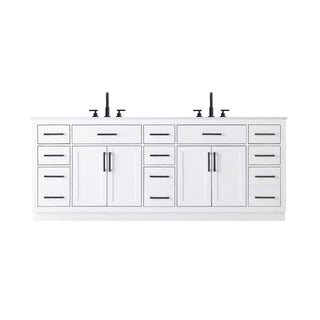 Elegant Kitchen and Bath Alden 84" Double Bathroom Vanity in White by Elegant Lighting – 84" W x 35" H x 22" D, Wood, White, Model VF29784DWH