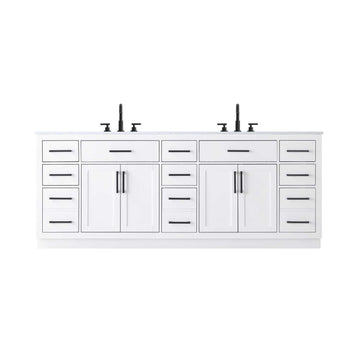 Elegant Kitchen and Bath Alden 84" Double Bathroom Vanity in White by Elegant Lighting – 84" W x 35" H x 22" D, Wood, White, Model VF29784DWH