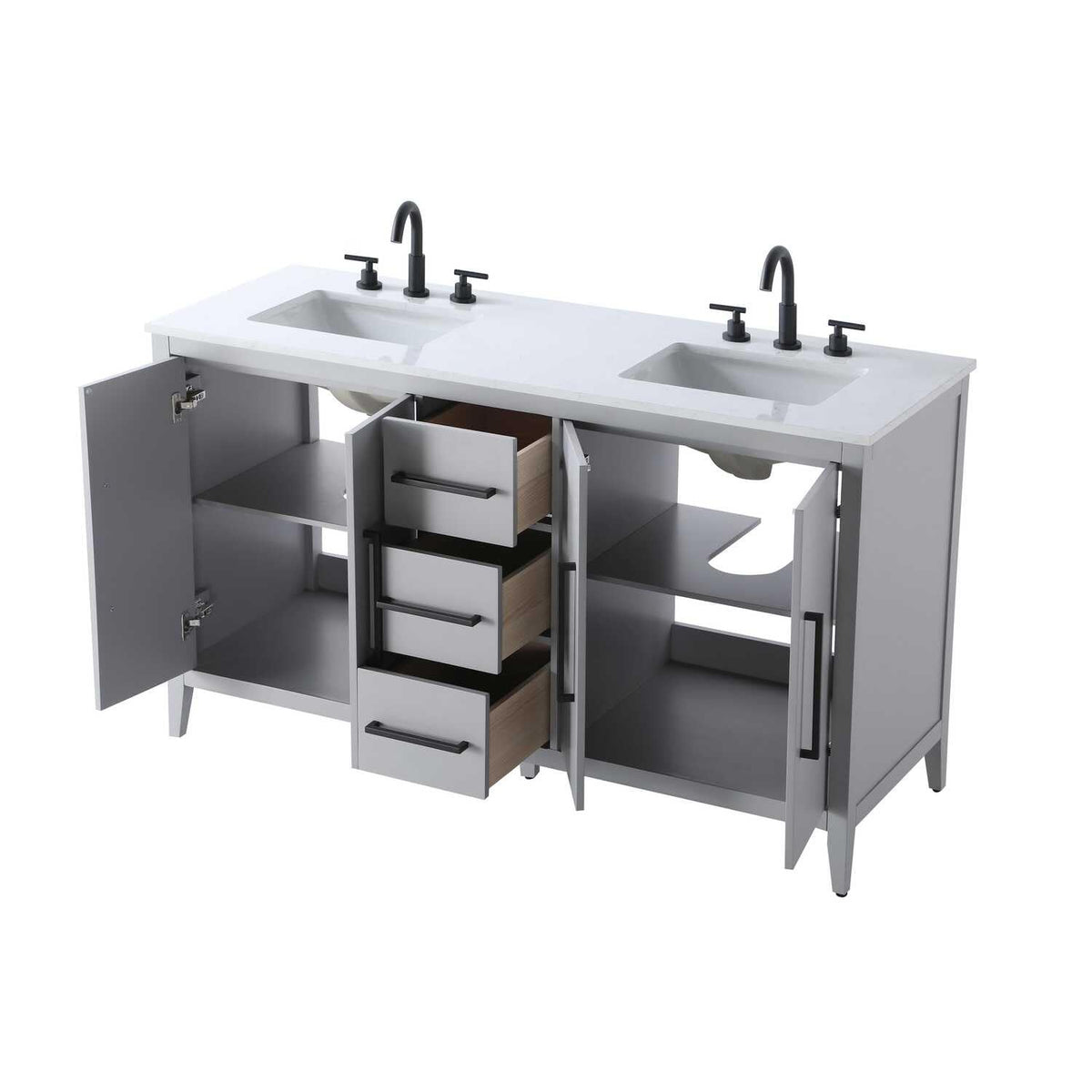 Grey Millie Bathroom Vanity by by Elegant Lighting – Solid wood and MDF, Gray, Model VF29360DGR