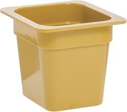 HUBERT 1/6 Size Cold Food Pan Mustard Yellow Melamine - 6 3/8"L x 6 15/16"W x 6"H