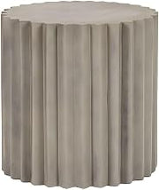 Starlight Canyon Home Concrete End Table with Ribbed Cylindrical Block Base, Round Side Table for Living Room Bedroom or Bedside Accent