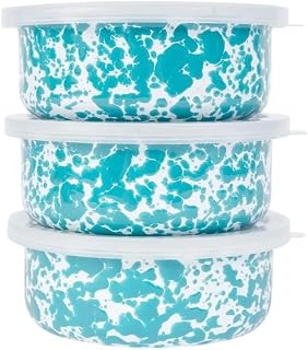 Crow Canyon Home Splatter 3 Piece Storage Bowl Set, Turquoise