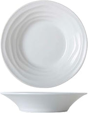 Tuxton China GDP-062 Soup Bowl, 14 oz., 9" dia. x 1-7/8"H, round, rimmed, microwave & dishwasher safe, oven proof, fully vitrified, lead-free, TuxTrendz, Sandbar, Porcelain White, Pack of 12
