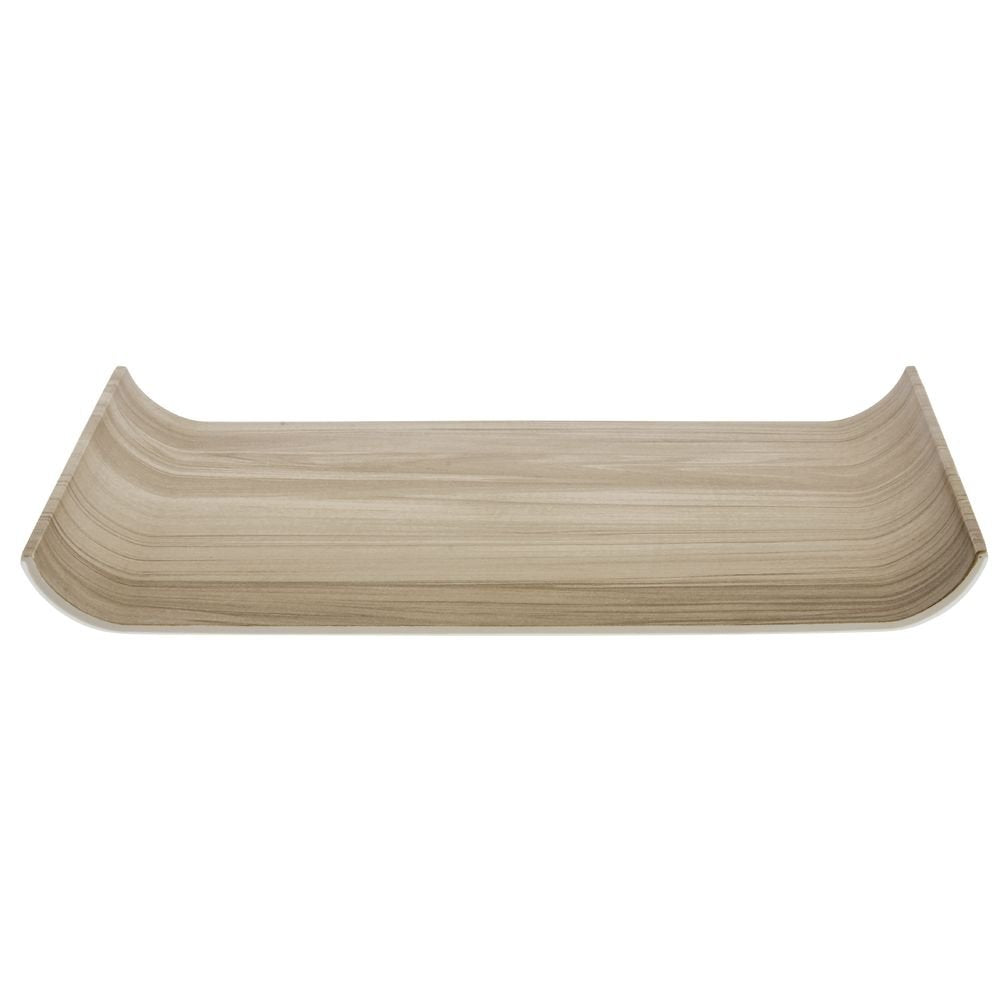 Serving Tray Wood-Look Melamine White and Light Brown - 14 1/8" L x 10 1/8" W x 1 1/5" H by HUBERT – 14.1" x 10.1" x 1.2", Plastic, Light Wood, Model M1384-WHT/LT WO