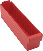 QUANTUM STORAGE SYSTEMS QED604RD Super Tuff Euro Heavy Duty Parts Organizer Red Bins 18" L x 4" W x 5" H 24 Pack
