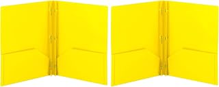 SMEAD Poly Folder, Two-Pocket, Letter Size | Yellow | Three-Hole Punch | Prong Fasteners | 6 Folders Total