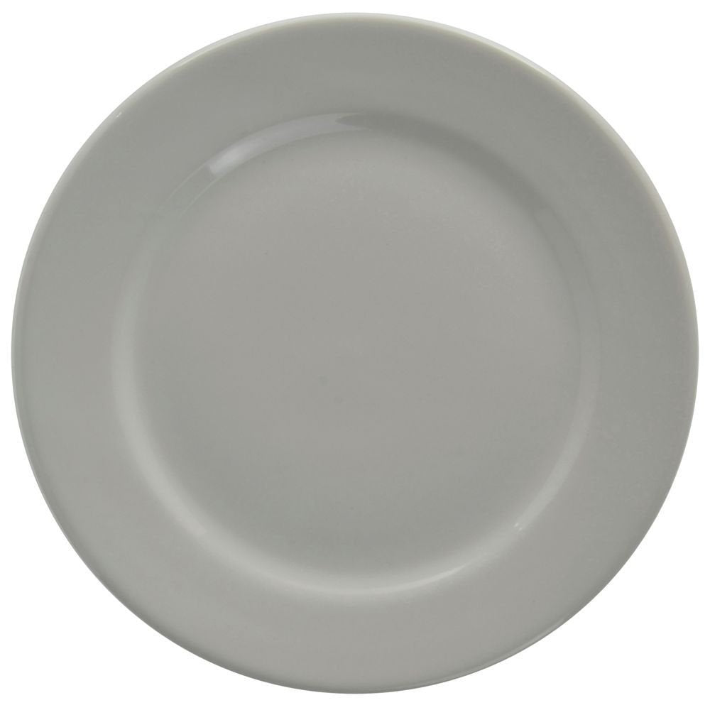 Dinner Plate with Rolled-Edge Bright White Stoneware - 9 3/4" Dia 24 Per Case by HUBERT – Large, Stoneware, Bright White, Pack of 24, Model BWWRC-9-HUB