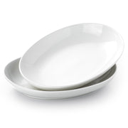 Gacoree Oval Serving Platters, Ceramic 14 x 11 Inch, Set of 2, White