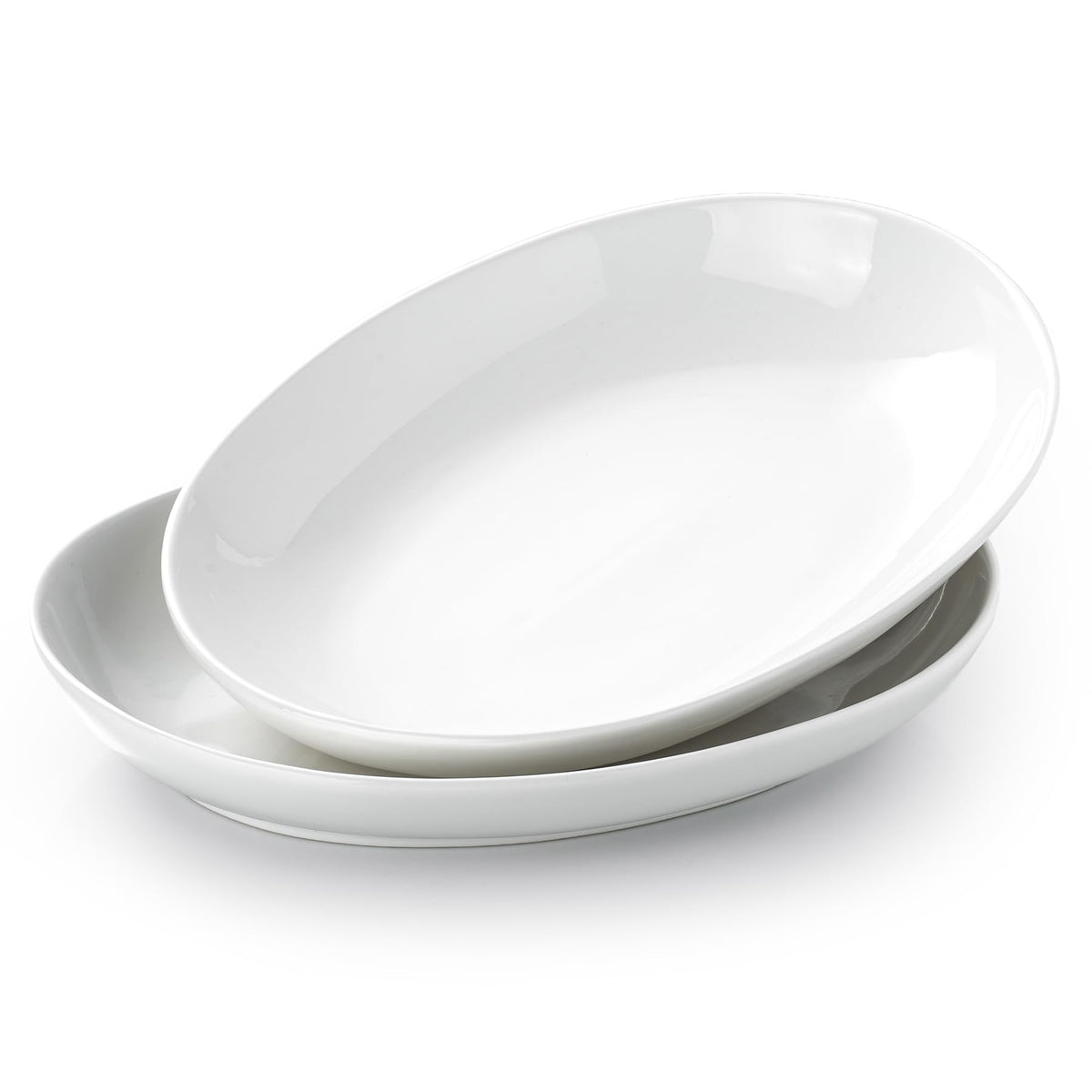 Gacoree Oval Serving Platters, Ceramic 14 x 11 Inch, Set of 2, White