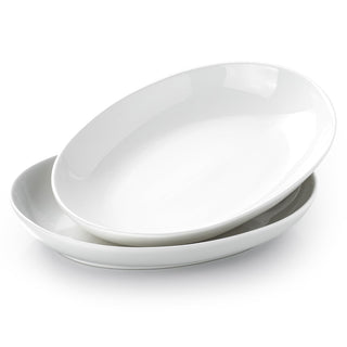 Gacoree Oval Serving Platters, Ceramic 14 x 11 Inch, Set of 2, White
