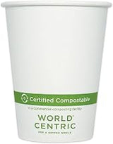 World Centric Paper Hot Cups, 12 Oz, White, 1,000/carton