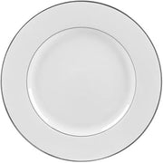 10 Strawberry Street Double Silver Line 9.125" Luncheon Plate, Set of 6, White/Silver