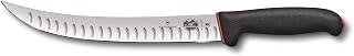 Victorinox Dual Grip 10" Butcher Knife, Curved Granton Blade, Black Handle