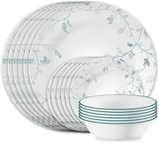 Corelle Vitrelle 18-Piece Service for 6 Dinnerware Set, Triple Layer Glass and Chip Resistant, Lightweight Round Plates and Bowls Set, Chambord