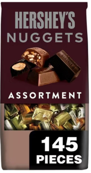 Nuggets Chocolate-Assortment 145pcs -52 Oz Bag by HERSHEY'S – 0.36 Ounce (Pack of 145), Pack of 145, Model 1838281