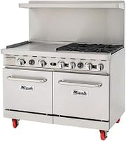 Migali C-RO4B-24GL-LP 4 Burner Range, 24” Griddle Left Side, (2) Ovens, Liquid Propane