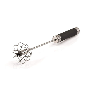Universal/All-Purpose Rotary Whisk by GEFU – 36 x 6 x 6 cm, Stainless Steel, High-grade Stainless Steel/Black Handle/Santoprene, Model 12790