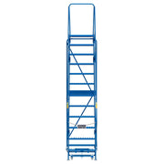 12 Step Steel Rolling Ladder with 24" W Perforated Step by Global Industrial – Alloy Steel, Blue, Model GPL123210P