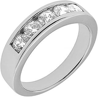 1.40 ct. Five Stones Round Cut Diamond Wedding Band in Channel Mounting in Platinum