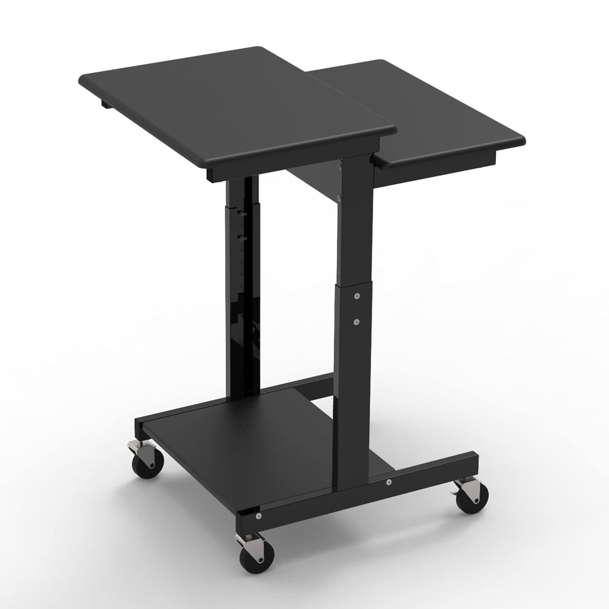 Adjustable-Height Presentation Workstation by Luxor – 24"W x 31"D x 39" to 45"H, Metal, Black, Model PS3945