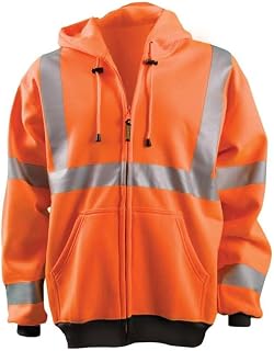OccuNomix Hi-Vis Orange 9Oz Class 3 Full Zip Hoodie Sweatshirt Large