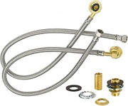Krowne 21-445L E-Z Install Water Line Kit, 30" Stainless Steel Braided Supply Hoses, 3/8" Compression & 1/2" NPT Fittings, Includes Elbows, Nipples, Washers & Lock Nuts, No Soldering Required