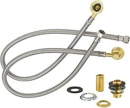 Krowne 21-445L E-Z Install Water Line Kit, 30" Stainless Steel Braided Supply Hoses, 3/8" Compression & 1/2" NPT Fittings, Includes Elbows, Nipples, Washers & Lock Nuts, No Soldering Required