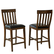Rustic Whiskey Mariposa Slatback Counter Chair with Upholstered Seat by Starlight Canyon Home – Rubberwood, Brown, Pack of 2