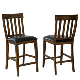 Rustic Whiskey Mariposa Slatback Counter Chair with Upholstered Seat by Starlight Canyon Home – Rubberwood, Brown, Pack of 2