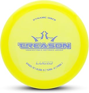 Dynamic Discs Lucid Treason Disc Golf Distance Driver | Understable Driver for Easy Distance & Control | Premium Lucid Plastic | Perfect for Hyzer-Flips & Turnover Shots | 170-175g (Colors May Vary)