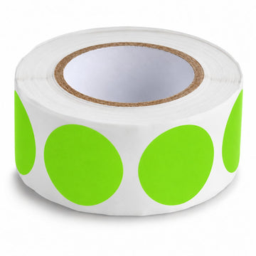 Fluorescent Green Round Inventory Labels by Glownary – 1 Inch, Paper, Green, Pack of 500, Model 323fg1bc
