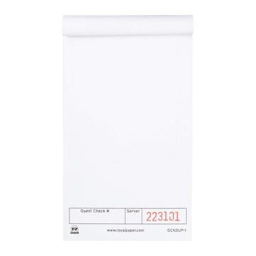 AmerCare Royal White Unlined Guest Check Paper Receipt Book, Carbonless Order Book, 1 Part Booked, Case of 100 Server Notepad