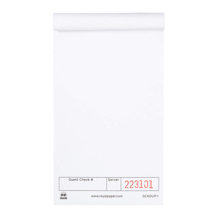 AmerCare Royal White Unlined Guest Check Paper Receipt Book, Carbonless Order Book, 1 Part Booked, Case of 100 Server Notepad Books