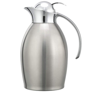 Carafe, 1 Liter Capacity, Brushed Finish with Push Button Lid, (Case of 6) by Service Ideas – 33.8 Ounces, 1.0 liters, Stainless Steel, Pack of 6, Model 981C10BSPB