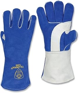 Tillman Stick Welding Gloves, 1250, Premium Side Split Cowhide Palm/Boh/Cuff, Xl, Blue/Pearl, 14 Inches L Cuff - 12 per PK - 1250XL