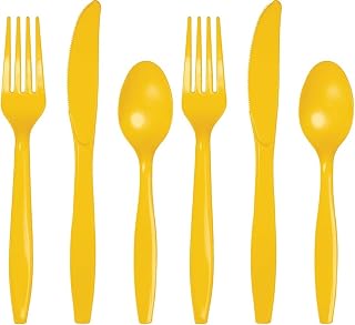 Creative Converting Assortment Plastic Cutlery, School Bus Yellow (Pack of 2)