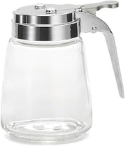 Tablecraft 8 Oz Modern Glass Dispenser with Chrome Plated ABS Top