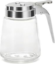 Tablecraft 8 Oz Modern Glass Dispenser with Chrome Plated ABS Top