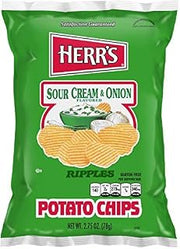 HERR'S Sour Cream & Onion Flavored Potato Chips 2.75 oz Bags - Pack of 24