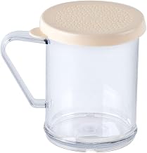 Tablecraft 166A Dredge/Shaker, 10 oz., 3-1/8" Dia. x 3-3/4"H, for Salt/Pepper, Poly with Handle & Beige snap Tight Plastic lids, Dishwasher Safe, Made in USA, BPA Free