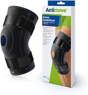 Actimove Sports Edition Knee Stabilizer | Adjustable Knee Support with Horseshoe & Stays for Meniscus Tear, Knee Pain, ACL, MCL, Injury Recovery | Unisex, Black, 2X-Large