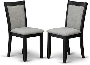 Furnifact Solid Wood Mid-Century Dining Chairs with -Upholstered High Back, Set of 2, Upholstered Kitchen Chairs for Dining Room, Linen