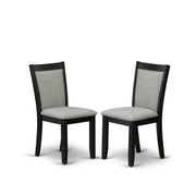 Solid Wood Mid-Century Dining Chairs with -Upholstered High Back by Furnifact – Wood, Linen, Pack of 2