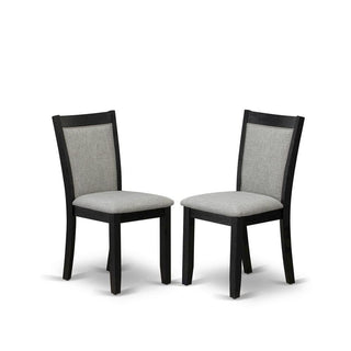 Solid Wood Mid-Century Dining Chairs with -Upholstered High Back by Furnifact – Wood, Linen, Pack of 2