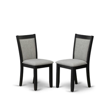 Solid Wood Mid-Century Dining Chairs with -Upholstered High Back by Furnifact – Wood, Linen, Pack of 2