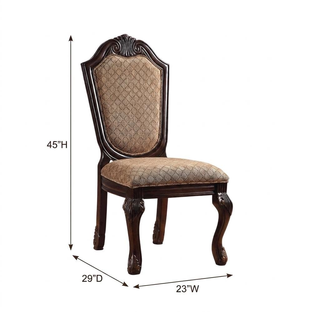 Fabric-Upholstered Rubber Wood Side Chair by Furnifact – Wood, Fabric & Espresso, Pack of 2